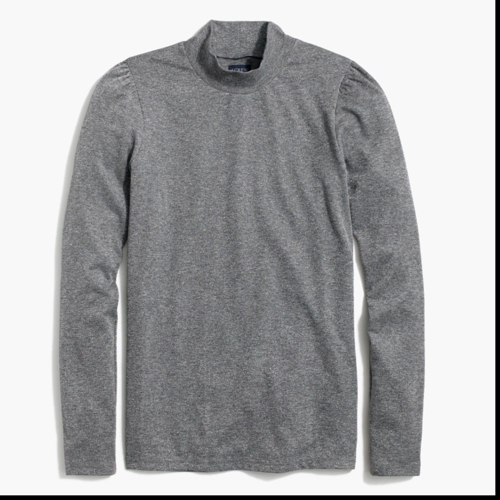 J. Crew Silver Sparkle Grey Mock Neck Top XS